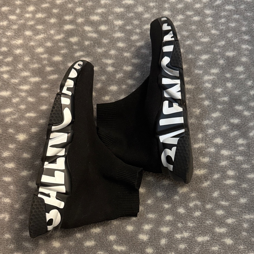 Balenciaga all Black Sock Sneakers graffiti size women's 5 comfy black sneakers - Picture 7 of 8